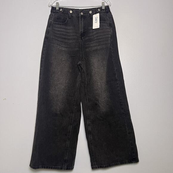 Dazy Denim - NWT Dazy Women's Black Wide Leg Jeans Boho Elastic Waistband Sz XL